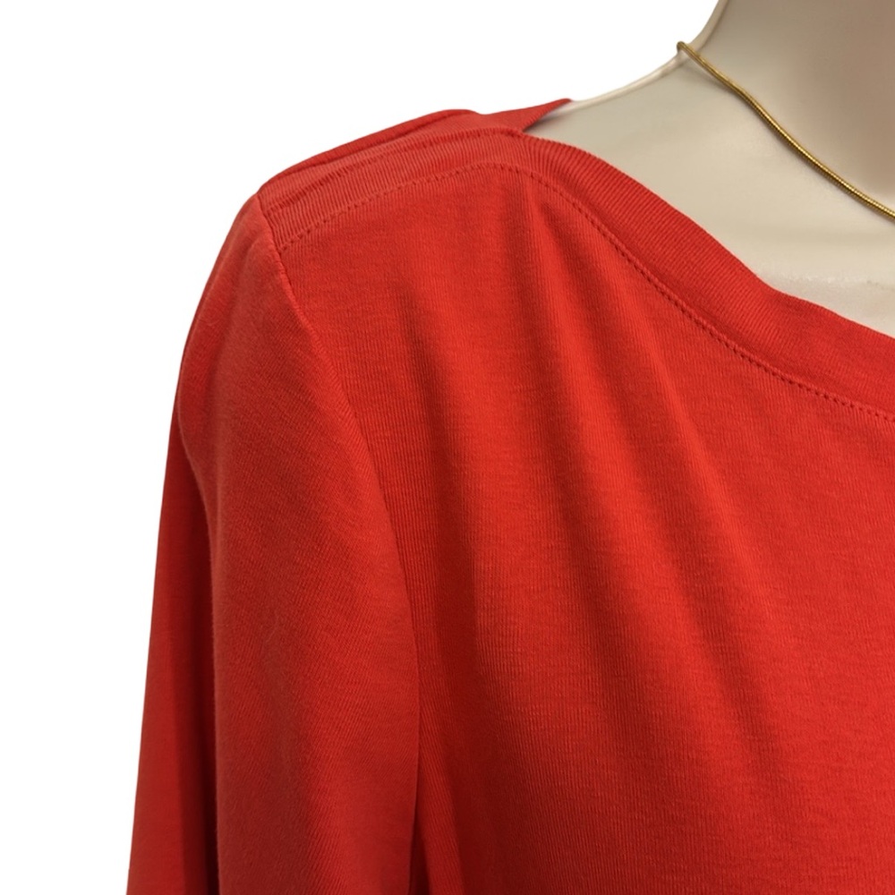 Chico’s Orange Ultimate Tee with Three-Quarter Length Sleeves - Picture 3 of 4